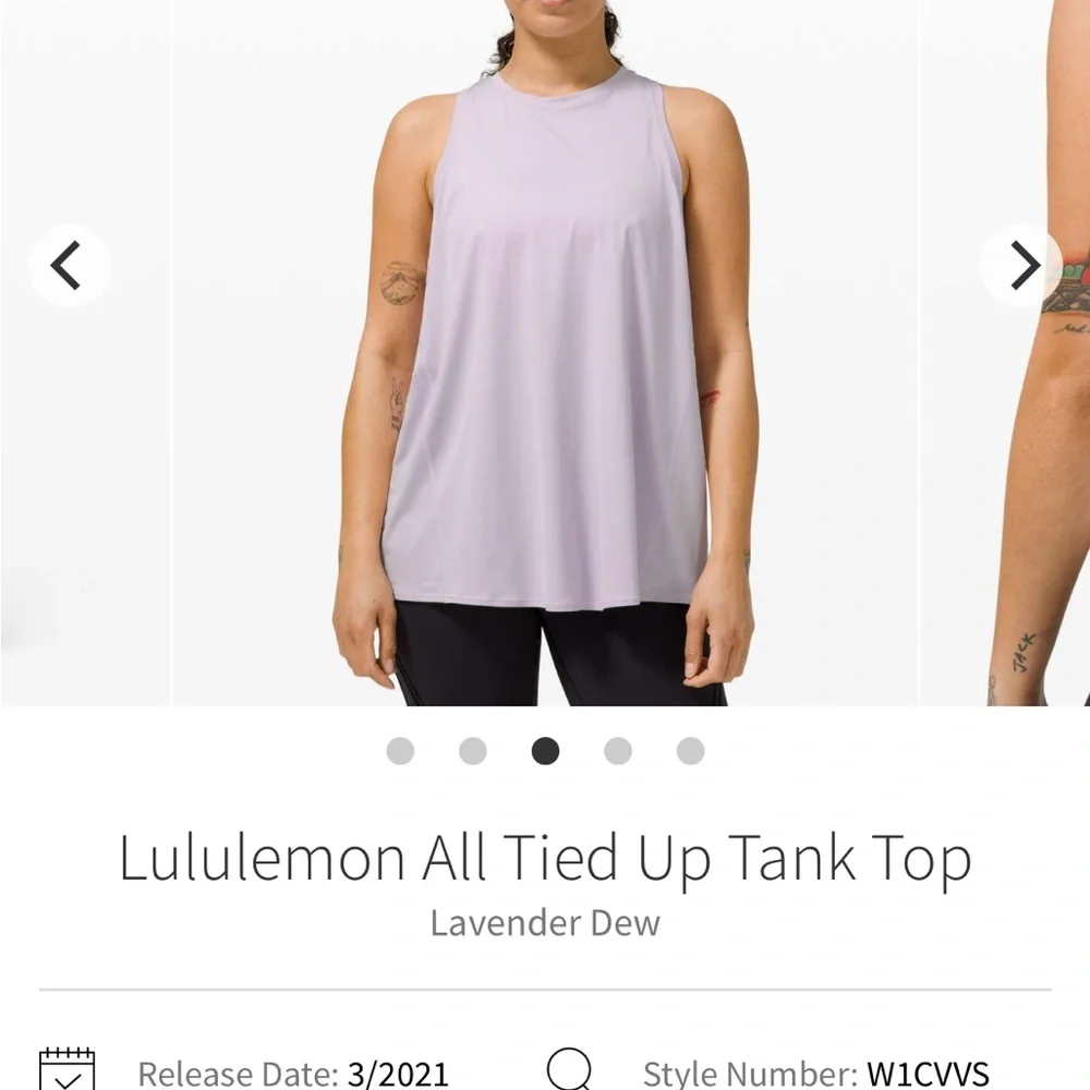 Lululemon All Tied Up Tank Top size 6 lavender dew